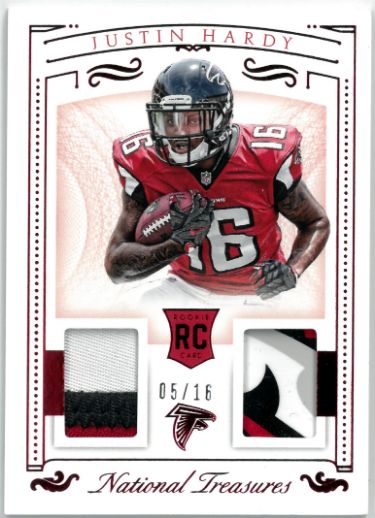Justin Hardy 2015 Panini National Treasures Patch/Relic Rookie Card #RDM-JH- 05/16 (Falcons/East Carolina)-Powers Sports Memorabilia