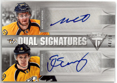 Filip Forsberg & Austin Watson dual Autographed 2013-14 Panini Titanium Hockey Dual Signatures Card #RD-NSH- 44/50 (Predators)-Powers Sports Memorabilia