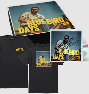 Jordan Davis Autographed 2023 Bluebird Days 4x4 Photo Music Art Card CD Box Set- COA- Seager Black T-Shirt Edition-Powers Sports Memorabilia