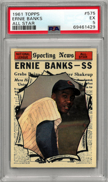 Ernie Banks 1961 Topps All Star Baseball Card #575- PSA Graded 5 EX (Chicago Cubs)-Powers Sports Memorabilia