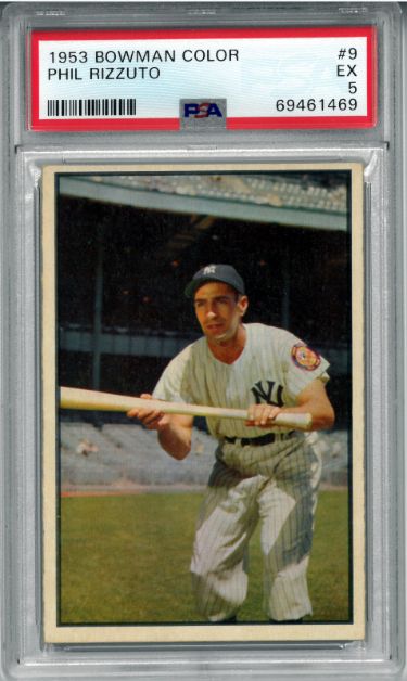 Phil Rizzuto 1953 Bowman Color Baseball Card #9- PSA Graded 5 EX (New York Yankees)-Powers Sports Memorabilia