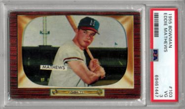 Eddie Mathews 1955 Bowman Baseball Card #103- PSA Graded 3 VG (Milwaukee Braves)-Powers Sports Memorabilia