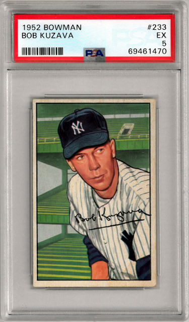 Bob Kuzava 1952 Bowman Baseball Card #233- PSA Graded 5 EX (New York Yankees)-Powers Sports Memorabilia