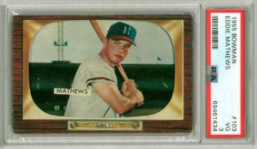 Eddie Mathews 1955 Bowman Baseball Card #103- PSA Graded 3 VG (Milwaukee Braves) - CTBL_035692-Powers Sports Memorabilia