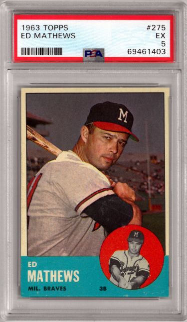 Eddie/Ed Mathews 1963 Topps Baseball Card #275- PSA Graded 5 EX (Milwaukee Braves)-Powers Sports Memorabilia