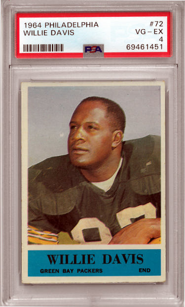Willie Davis 1964 Philadelphia Rookie Football Card (RC) #72- PSA Graded 4 VG-EX (Green Bay Packers)-Powers Sports Memorabilia