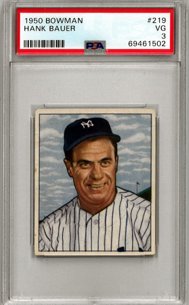 Hank Bauer 1950 Bowman Baseball Card #219- PSA Graded 3 VG (New York Yankees)-Powers Sports Memorabilia