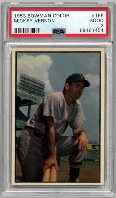 Mickey Vernon 1953 Bowman Color Baseball Card #159- PSA Graded 2 Good (Washington Senators)-Powers Sports Memorabilia