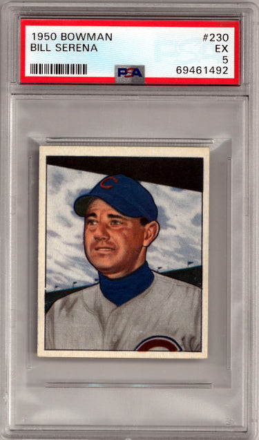 Bill Serena 1950 Bowman Baseball Card #230- PSA Graded 5 EX (Chicago Cubs)-Powers Sports Memorabilia