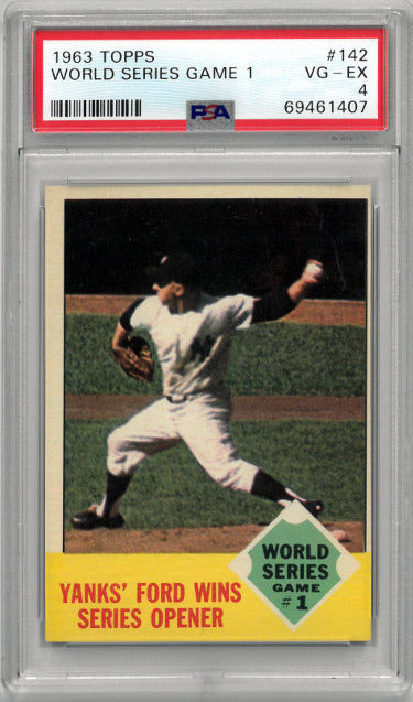 1963 Topps World Series Game 1 Baseball Card #142- PSA Graded 4 VG-EX (New York Yankees)-Powers Sports Memorabilia