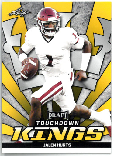 Jalen Hurts 2020 Leaf Draft Gold Touchdown Kings Rookie Card (RC) #83 (Oklahoma/Eagles)-Powers Sports Memorabilia