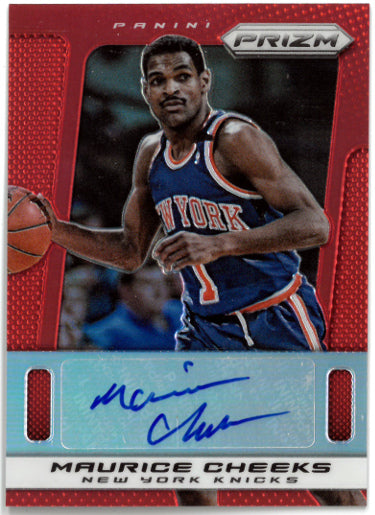 Maurice Cheeks Autographed 2013-14 Panini Red Prizm Auto Card #154- 15/49 (New York Knicks)-Powers Sports Memorabilia