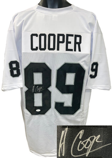 Amari Cooper Autographed Oakland White Custom Stitched Pro Style Football Jersey XL- JSA Witnessed #WP588236-Powers Sports Memorabilia