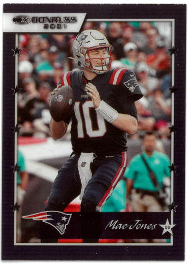 Mac Jones 2021 Panini Clearly Donruss Retro 2000 Silver Holo Rookie Card (RC) #01-20 (New England Patriots)-Powers Sports Memorabilia