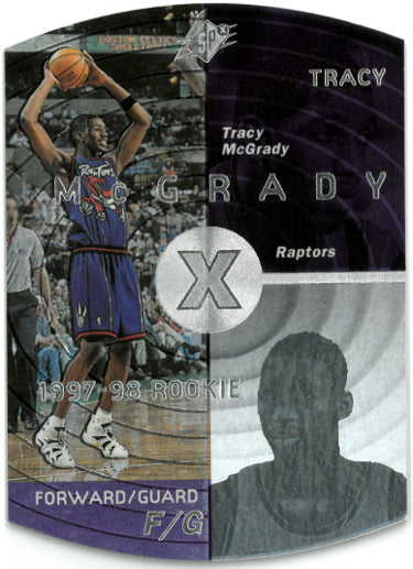 Tracy McGrady 1997-98 Upper Deck SPX Die Cut Silver Rookie Card #42 (Toronto Raptors)-Powers Sports Memorabilia