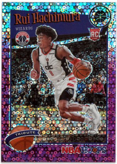 Rui Hachimura 2019-20 NBA Hopps Premium Stock Tribute Purple Disco Prizm Rookie Card (RC) #300 (Washington Wizards)-Powers Sports Memorabilia