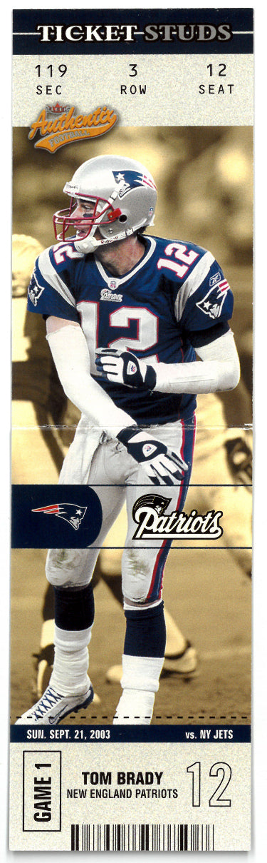 Tom Brady 2003 Fleer Authentix Ticket Studs #2-TS (New England Patriots)-Powers Sports Memorabilia