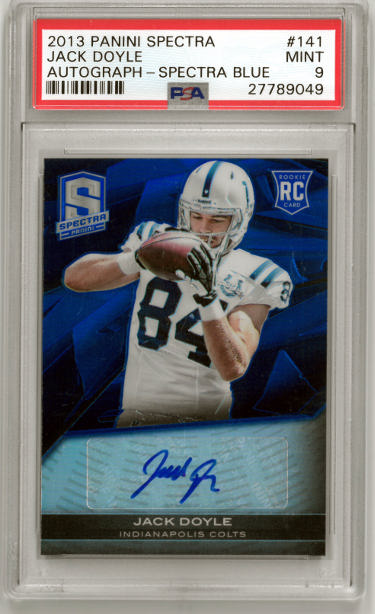 Jack Doyle Autographed 2013 Panini Sprectra Blue Rookie Auto Card (RC) #141- PSA Graded 9 Mint (Indianapolis Colts)-Powers Sports Memorabilia
