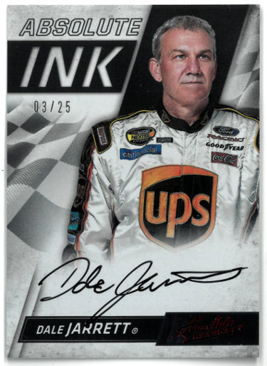 Dale Jarrett Autographed 2017 Panini Absolute Ink Racing NASCAR On Card Auto #AI-DJ- 03/25 (UPS)-Powers Sports Memorabilia