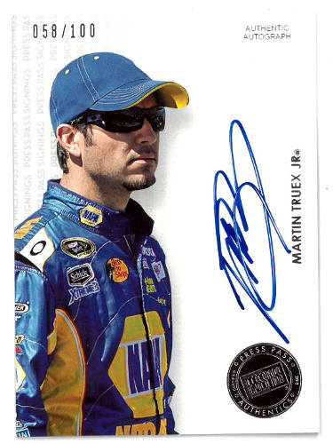 Martin Treux, Jr. Autographed 2013 Press Pass Authentics NASCAR On Card Auto 058/100 (Napa Auto Parts)-Powers Sports Memorabilia