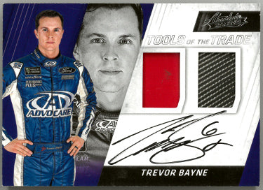 Trevor Bayne Autographed 2017 Panini Absolute Tools of the Trade NASCAR Dual Relic/On Card Auto- #TTDS-TB-Powers Sports Memorabilia