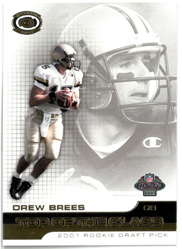 Drew Brees 2001 Pacific Dynagon Top of the Class Draft Picks Rookie Card (RC) #3 (Purdue/Saints)-Powers Sports Memorabilia