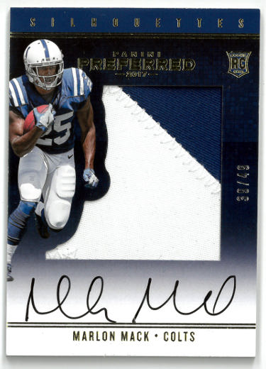 Marlon Mack Autographed 2017 Panini Preferred Silhouettes RPA Auto RC Card/2 Color Patch #74- 39/49 (Indianapolis Colts)-Powers Sports Memorabilia