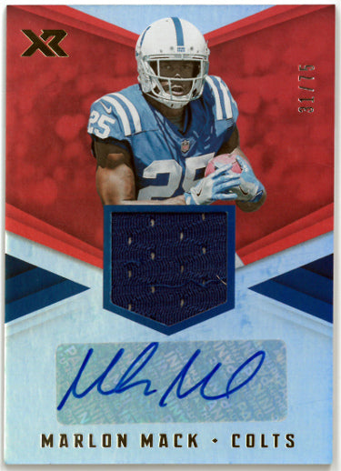 Marlon Mack Autographed 2017 Panini XR Football RPA Rookie Auto/Patch Card #RSM-MM- 31/75 (Indianapolis Colts)-Powers Sports Memorabilia
