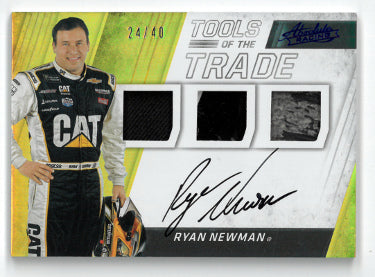 Ryan Newman Autographed 2017 Panini Absolute Tools of the Trade Triple Race Worn Relic NASCAR On Card Auto- #TTTS-RN- 24/40-Powers Sports Memorabilia