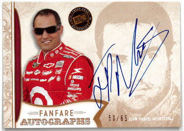 Juan Pablo Montoya Autographed 2011 Press Pass Authentics FanFare NASCAR On Card Auto #FA-JPM- 50/65-Powers Sports Memorabilia