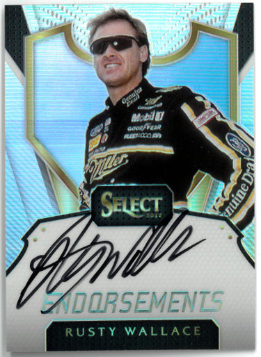 Rusty Wallace Autographed 2017 Panini Select Racing Prizm Endorsements NASCAR On Card Auto #E-RW-Powers Sports Memorabilia