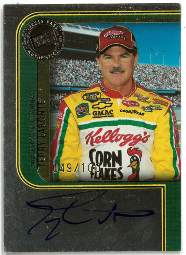 Terry Labonte Autographed 2005 Press Pass Authentics Signings On Card Auto- 049/100-Powers Sports Memorabilia