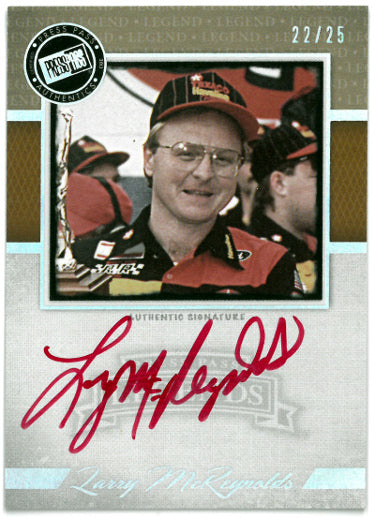 Larry McReynolds Autographed 2013 Press Pass Authentics NASCAR Legends On Card Auto #LG-LM- 22/25-Powers Sports Memorabilia