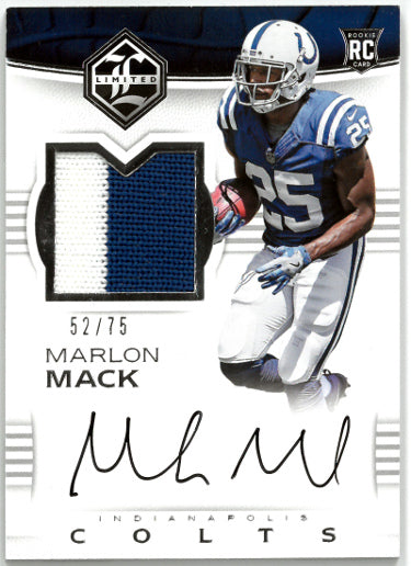 Marlon Mack Autographed 2017 Panini Limited RPA Rooke On Card Auto/2 Color Patch #131- 52/75 (Colts/Broncos)-Powers Sports Memorabilia
