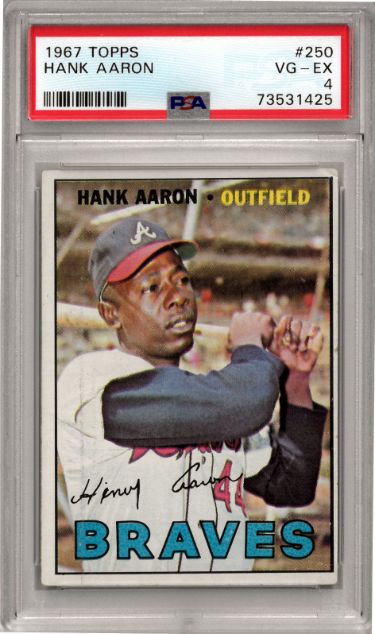 Hank Aaron 1967 Topps Baseball Card #250- PSA Graded 4 VG-EX (Atlanta Braves)-Powers Sports Memorabilia