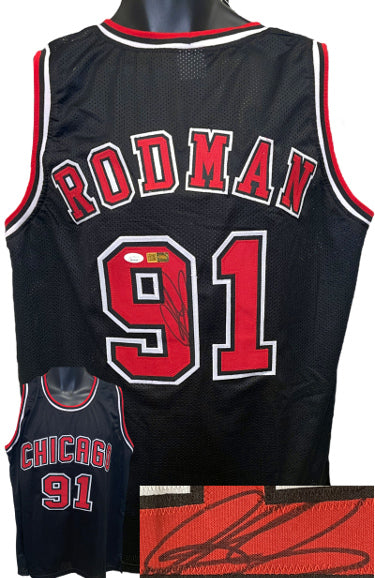 Dennis Rodman Autographed Chicago Black TB Custom Stitched Pro Basketball Jersey- JSA Witnessed-Powers Sports Memorabilia