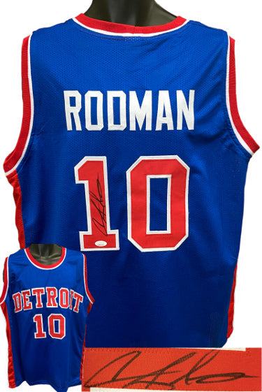 Dennis Rodman Autographed Detroit Blue TB Custom Stitched Pro Basketball Jersey- JSA Witnessed-Powers Sports Memorabilia