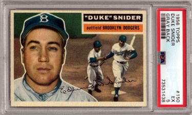Duke Snider 1956 Topps Baseball Card #150 Gray Back- PSA Graded 5 EX (Brooklyn Dodgers)-Powers Sports Memorabilia