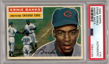 Ernie Banks 1956 Topps White Back Baseball Card #15- PSA Slabbed Authentic (Chicago Cubs)-Powers Sports Memorabilia