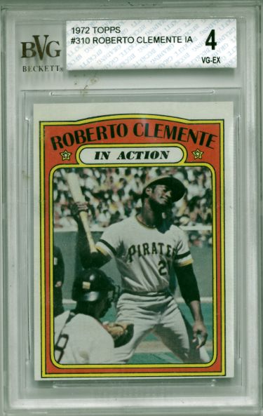 Roberto/Bob Clemente 1972 Topps In Action Baseball Card #310- BVG Graded 4 VG-EX (Sub Grades/Pittsburgh Pirates)-Powers Sports Memorabilia