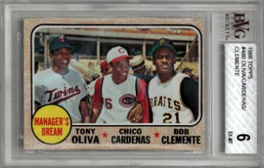 Roberto/Bob Clemente 1968 Topps Manager's Dream Card #480- BVG Graded 6 EX-MT (Sub Grades w/Tony Oliva & Chico Cardenas)-Powers Sports Memorabilia