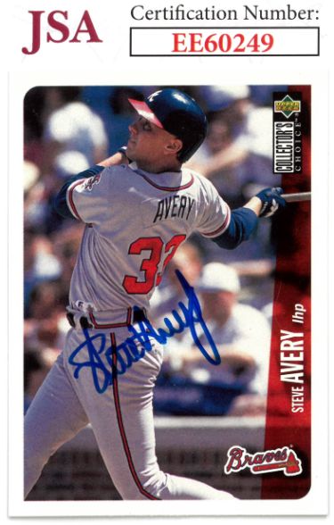 Steve Avery Autographed 1996 Upper Deck Collector's Choice Baseball On Card Auto #453- JSA #EE60249 (Atlanta Braves)-Powers Sports Memorabilia