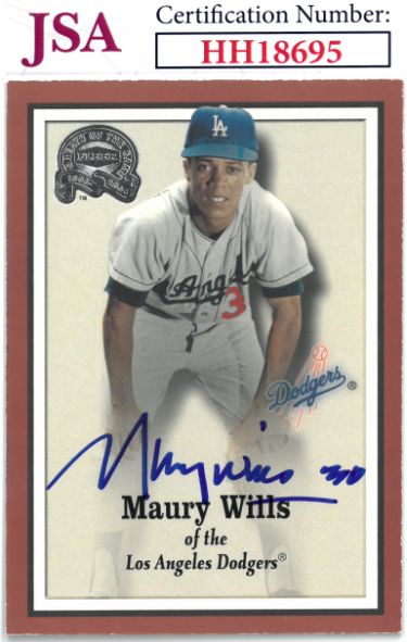 Maury Wills Autographed 2000 Fleer Greats of the Game Baseball On Card Auto #85- JSA #HH18695 (Los Angeles Dodgers)-Powers Sports Memorabilia