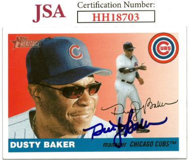 Dusty Baker Autographed 2004 Topps Heritage Baseball On Card Auto #191- JSA #HH18703 (Chicago Cubs)-Powers Sports Memorabilia