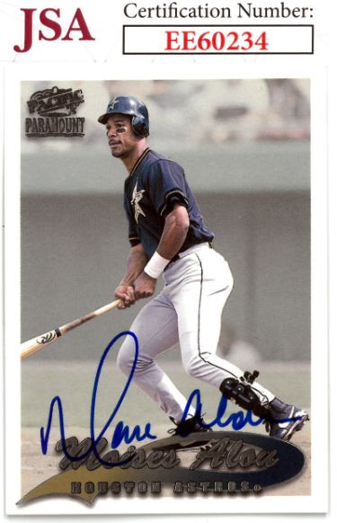 Moises Alou Autographed 1999 Pacific Paramount Baseball On Card Auto #100- JSA #EE60234 (Houston Astros)-Powers Sports Memorabilia