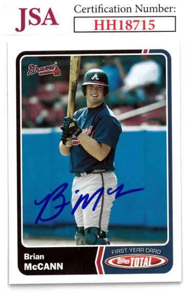 Brian McCann Autographed 2003 Topps Total Baseball Rookie On Card Auto (RC) #986- JSA #HH18715 (Atlanta Braves)-Powers Sports Memorabilia