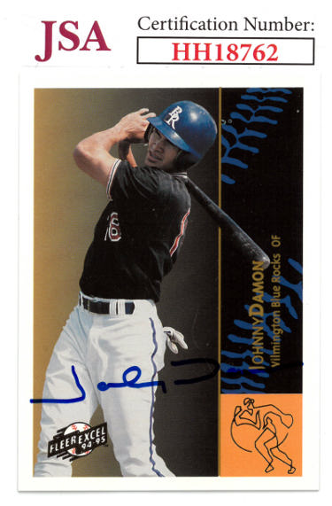 Johnny Damon Autographed 1994-95 Fleer Excel Minor League Baseball Rookie On Card Auto (RC) #56- JSA #HH18762 (Wilmington Blue Rocks)-Powers Sports Memorabilia