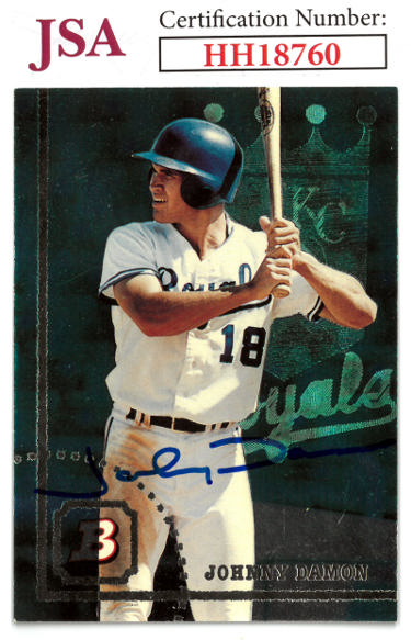 Johnny Damon Autographed 1994 Bowman Baseball Rookie On Card Auto (RC) #373- JSA #HH18760 (Kansas City Royals)-Powers Sports Memorabilia