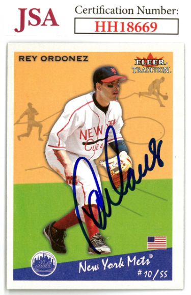Rey Ordonez Autographed 2002 Fleer Tradition Baseball On Card Auto #207- JSA #HH18669 (New York Mets)-Powers Sports Memorabilia
