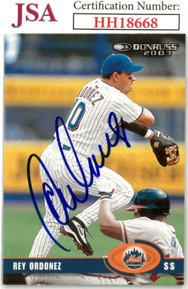 Rey Ordonez Autographed 2003 Donruss Baseball On Card Auto #343- JSA #HH18668 (New York Mets)-Powers Sports Memorabilia